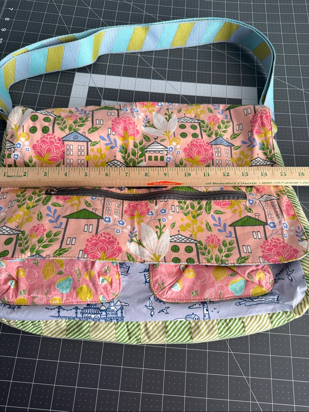 Matilda Jane Pink Floral & Green Stripe Shoulder Bag - Picture 8 of 17